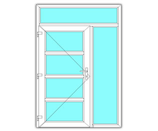 4 Vak glasdeur links met zijlicht en bovenlicht